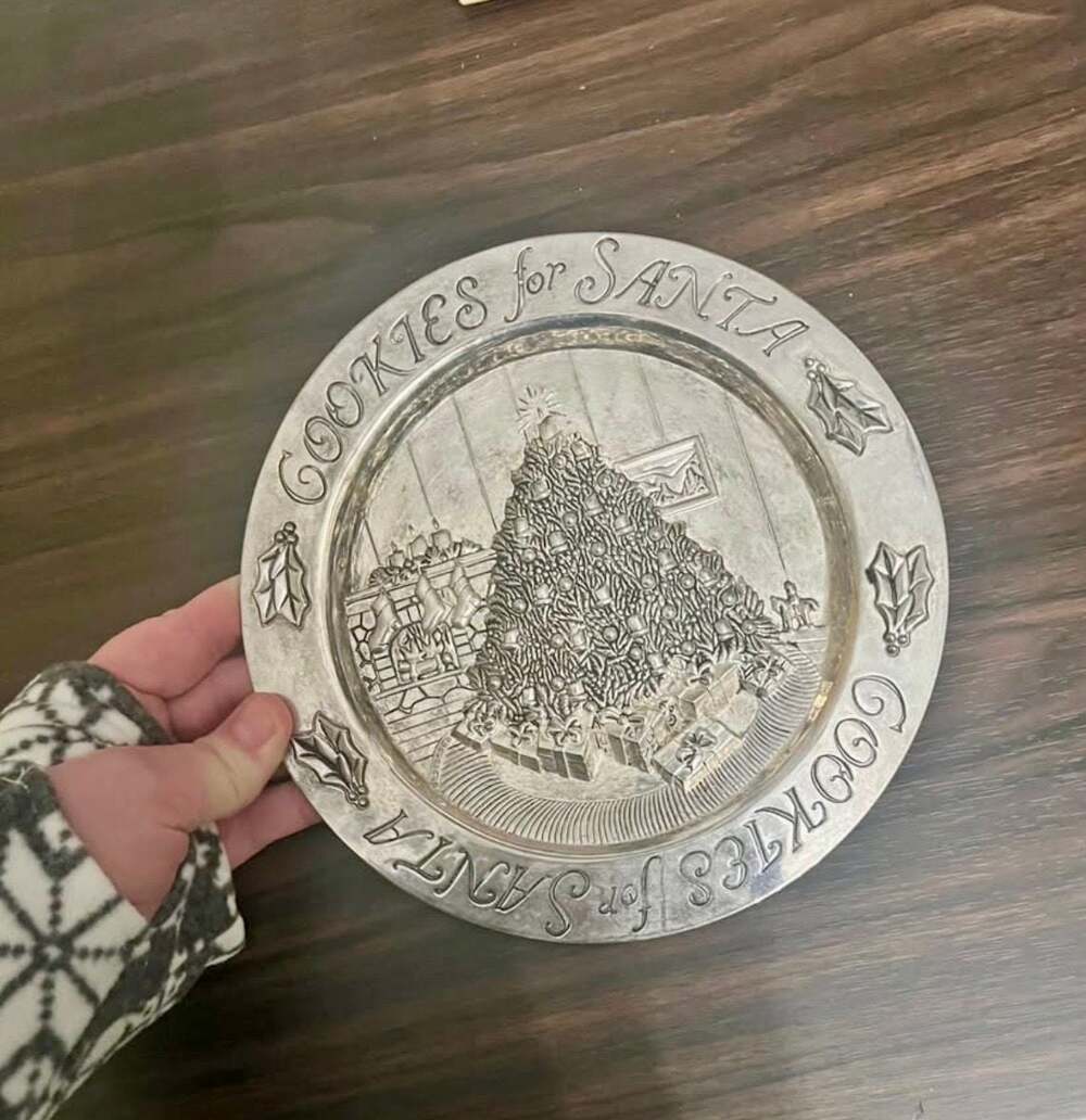 International Silver Cookies for Santa Pewter Tone Christmas Plate
